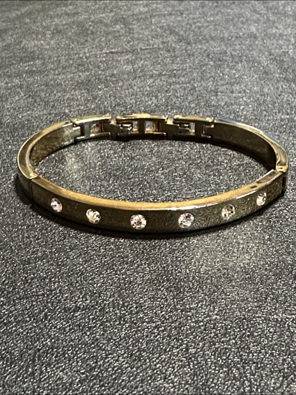 Anne Klein Gold Tone Accent Crystals Hinged Bangle Bracelet